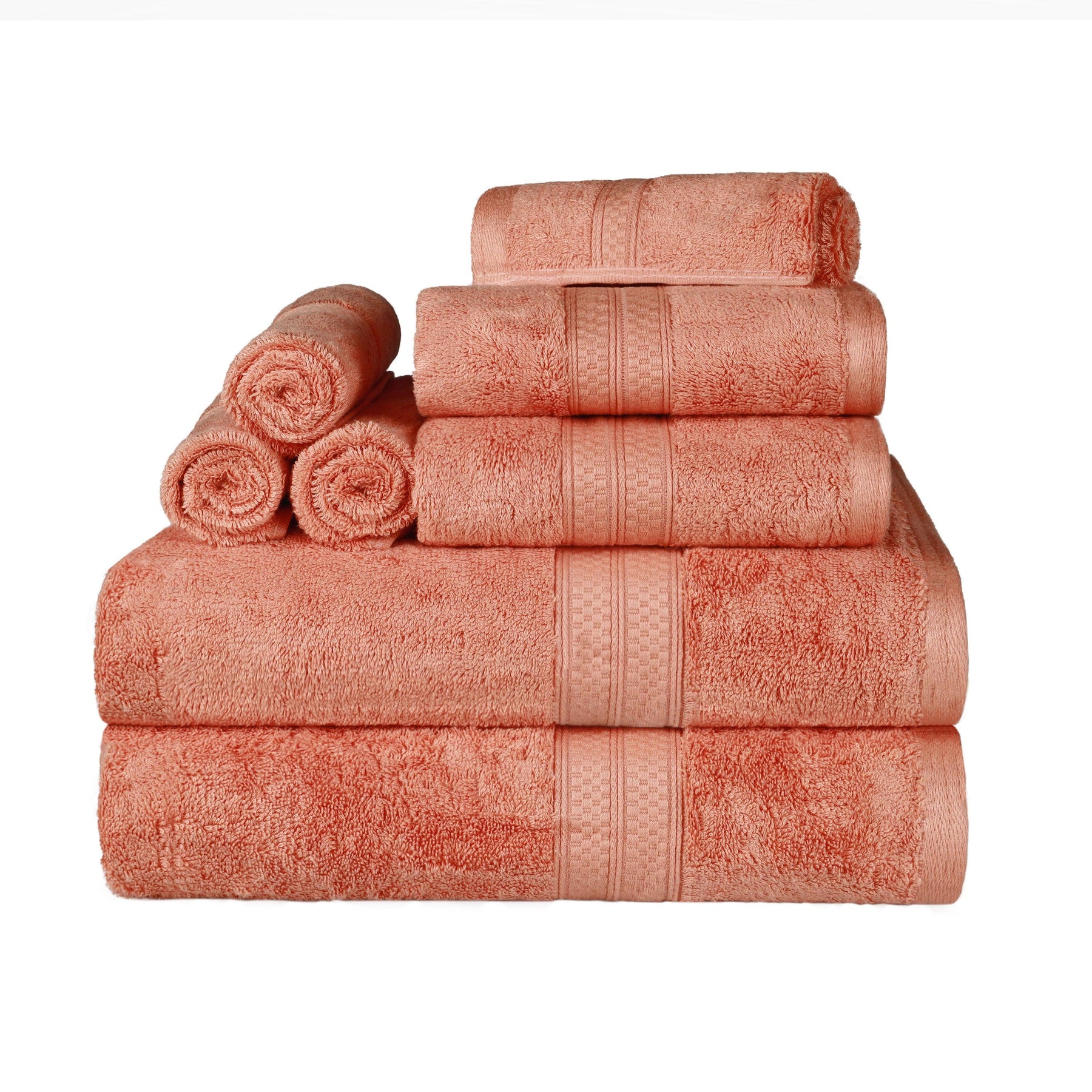  Ultra-Soft Hypoallergenic Rayon from Bamboo Cotton Blend Assorted Bath Towel Set -  Salmon