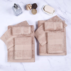  Ultra-Soft Hypoallergenic Rayon from Bamboo Cotton Blend Assorted Bath Towel Set -  Sand