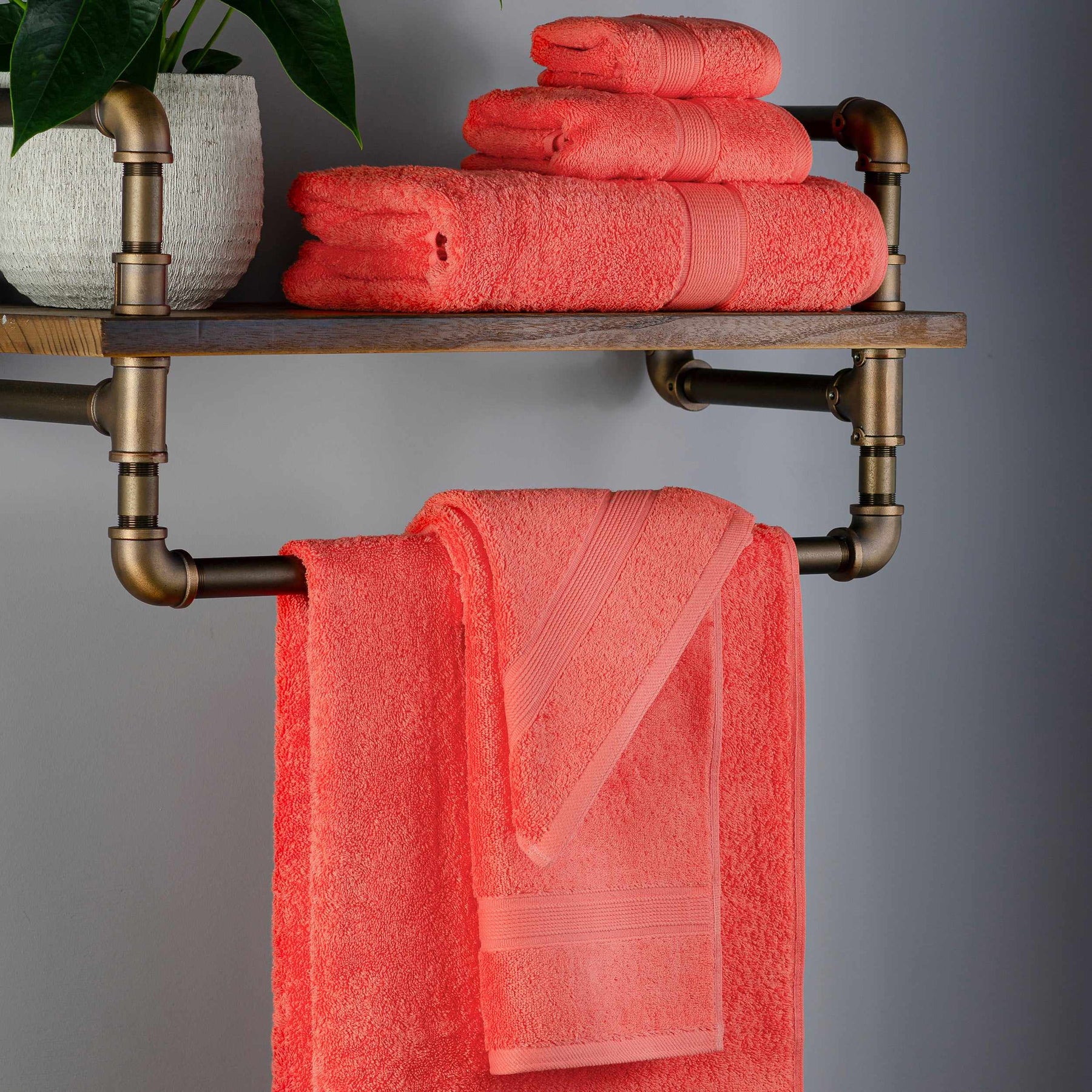 Modern Organic Solid 650 GSM 6- Pieces Towel Set - Coral