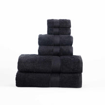 Modern Organic Solid 650 GSM 6- Pieces Towel Set -  Black