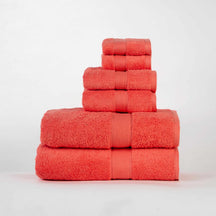  Modern Organic Solid 650 GSM 6- Pieces Towel Set - Coral