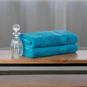 Modern Organic Solid 650 GSM 6- Pieces Bath Sheet Set - Turquoise