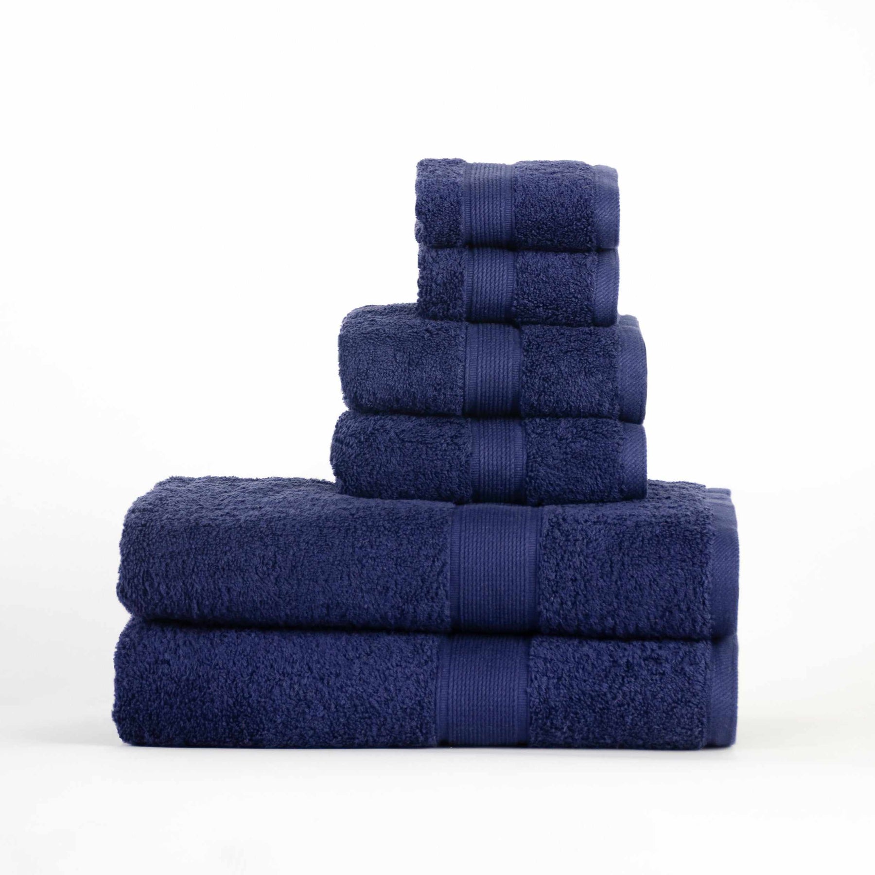  Modern Organic Solid 650 GSM 6- Pieces Towel Set - Navy Blue