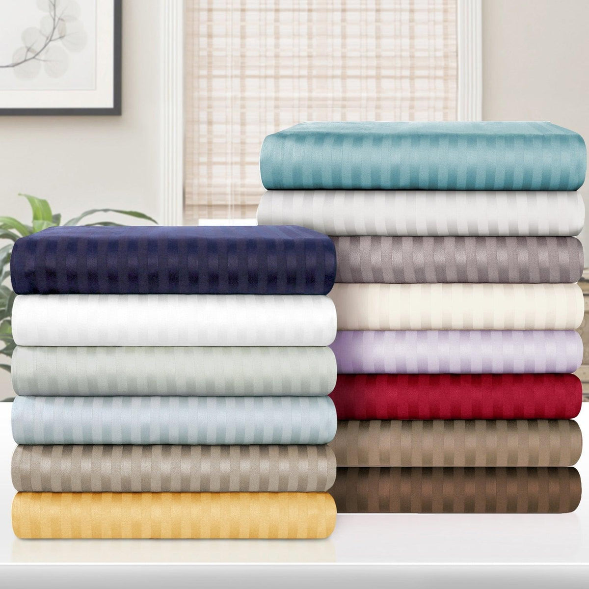 Premium 600 Thread Count Egyptian Cotton Striped Pillowcase Set-Pillowcases by Superior-Home City Inc