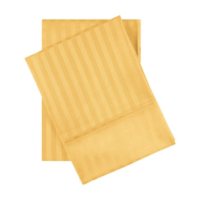 Premium 600 Thread Count Egyptian Cotton Striped Pillowcase Set -  Gold