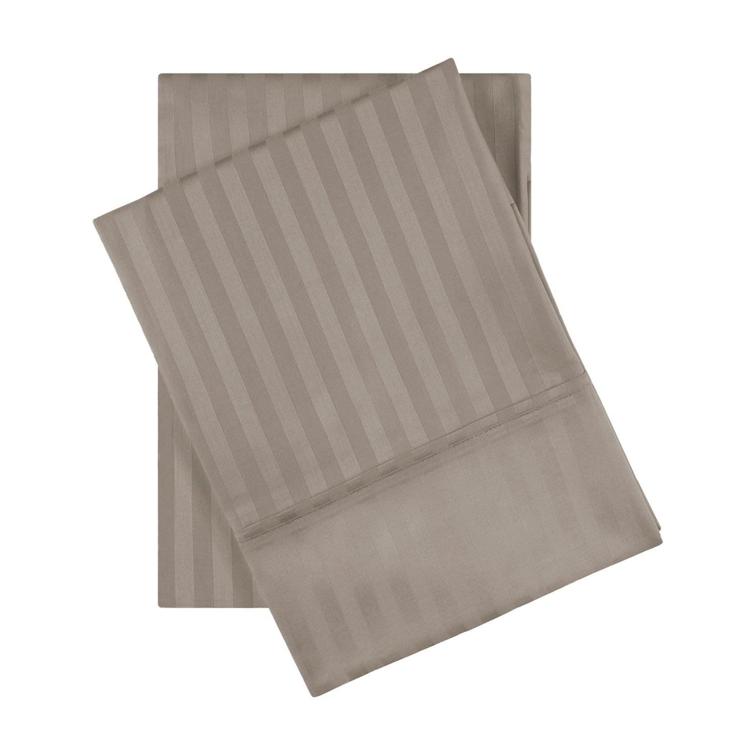 Premium 600 Thread Count Egyptian Cotton Striped Pillowcase Set - Grey