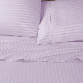 Premium 600 Thread Count Egyptian Cotton Striped Pillowcase Set - Lavender