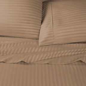 Premium 600 Thread Count Egyptian Cotton Striped Pillowcase Set - Beige