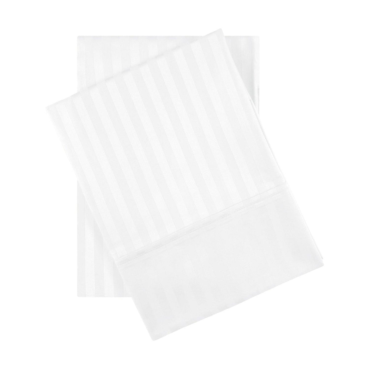 Premium 600 Thread Count Egyptian Cotton Striped Pillowcase Set - White