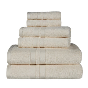 Superior Ultra Soft Cotton Absorbent Solid Assorted 6-Piece Towel Set - Cream