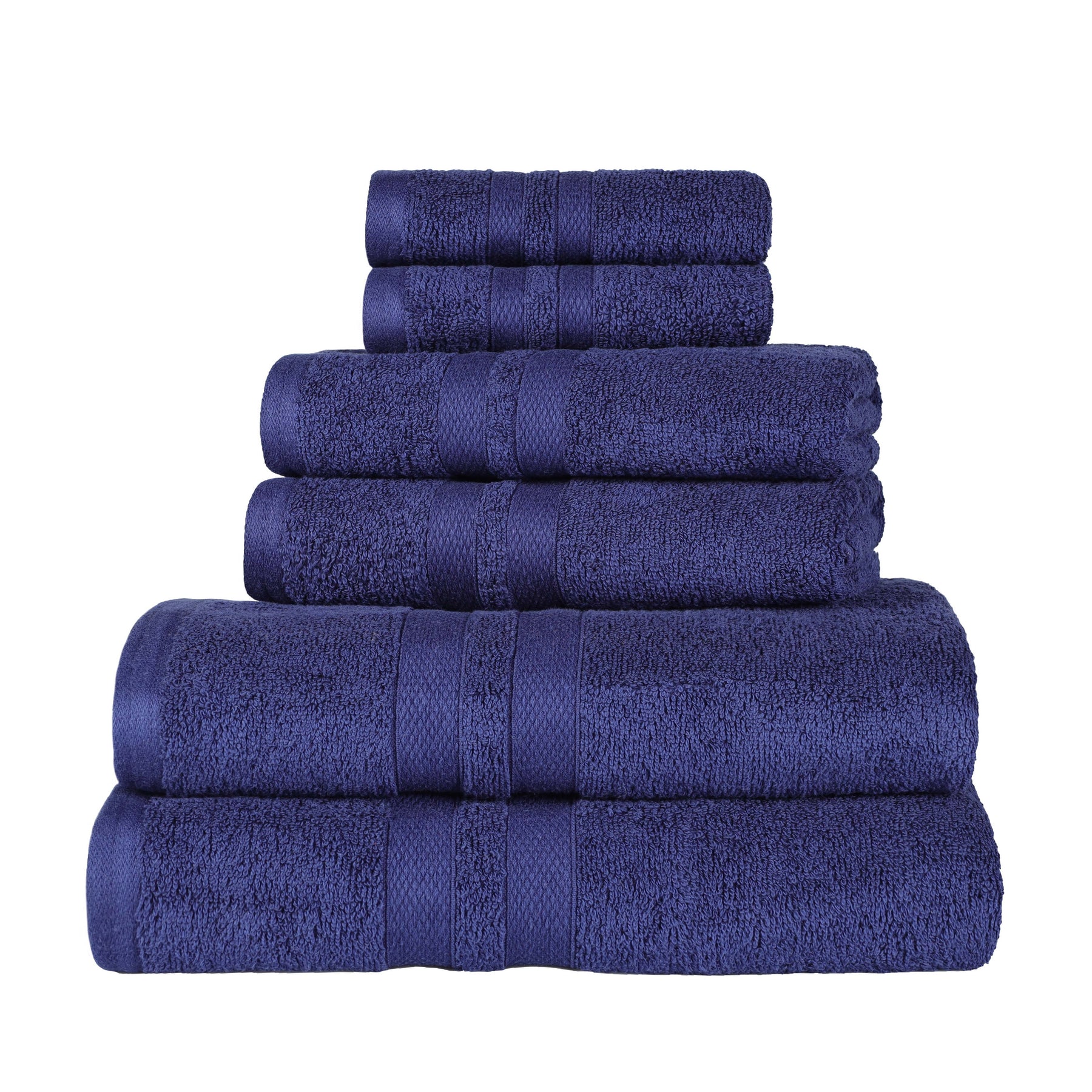 Superior Ultra Soft Cotton Absorbent Solid Assorted 6-Piece Towel Set - Navy Blue