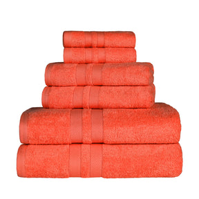Superior Ultra Soft Cotton Absorbent Solid Assorted 6-Piece Towel Set - Tangerine