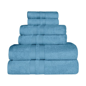 Superior Ultra Soft Cotton Absorbent Solid Assorted 6-Piece Towel Set - Denim Blue