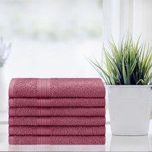 Superior Eco-Friendly Ring Spun Cotton 6-Piece Hand Towel Set -  Rosewood