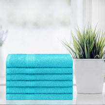 Superior Eco-Friendly Ring Spun Cotton 6-Piece Hand Towel Set - Turquoise