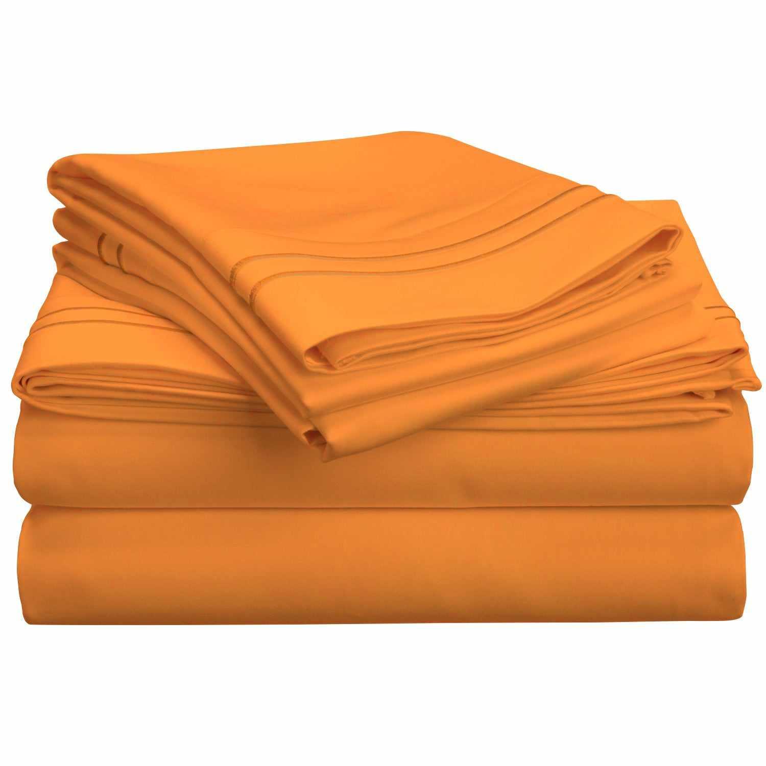 Superior 700-Thread Count Solid Egyptian Cotton Plush Deep Pocket Sheet Set - Pumpkin