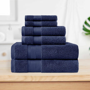  Superior Premium Turkish Cotton Assorted 6-Piece Towel Set - Crown Blue