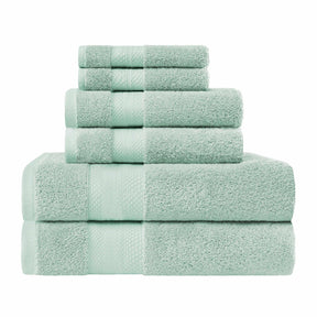  Superior Premium Turkish Cotton Assorted 6-Piece Towel Set - Dusty Aqua