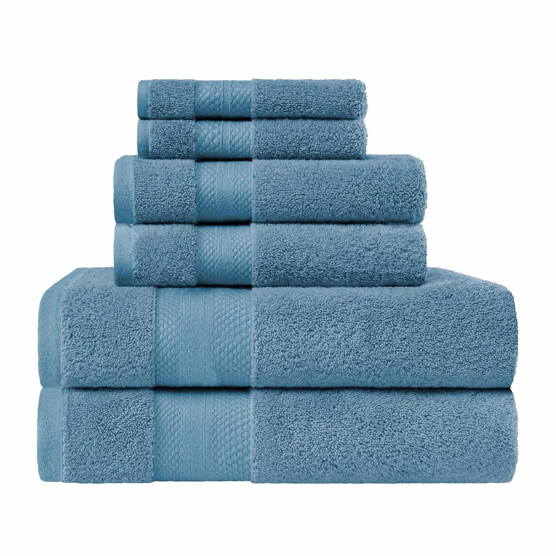  Superior Premium Turkish Cotton Assorted 6-Piece Towel Set - Denim Blue