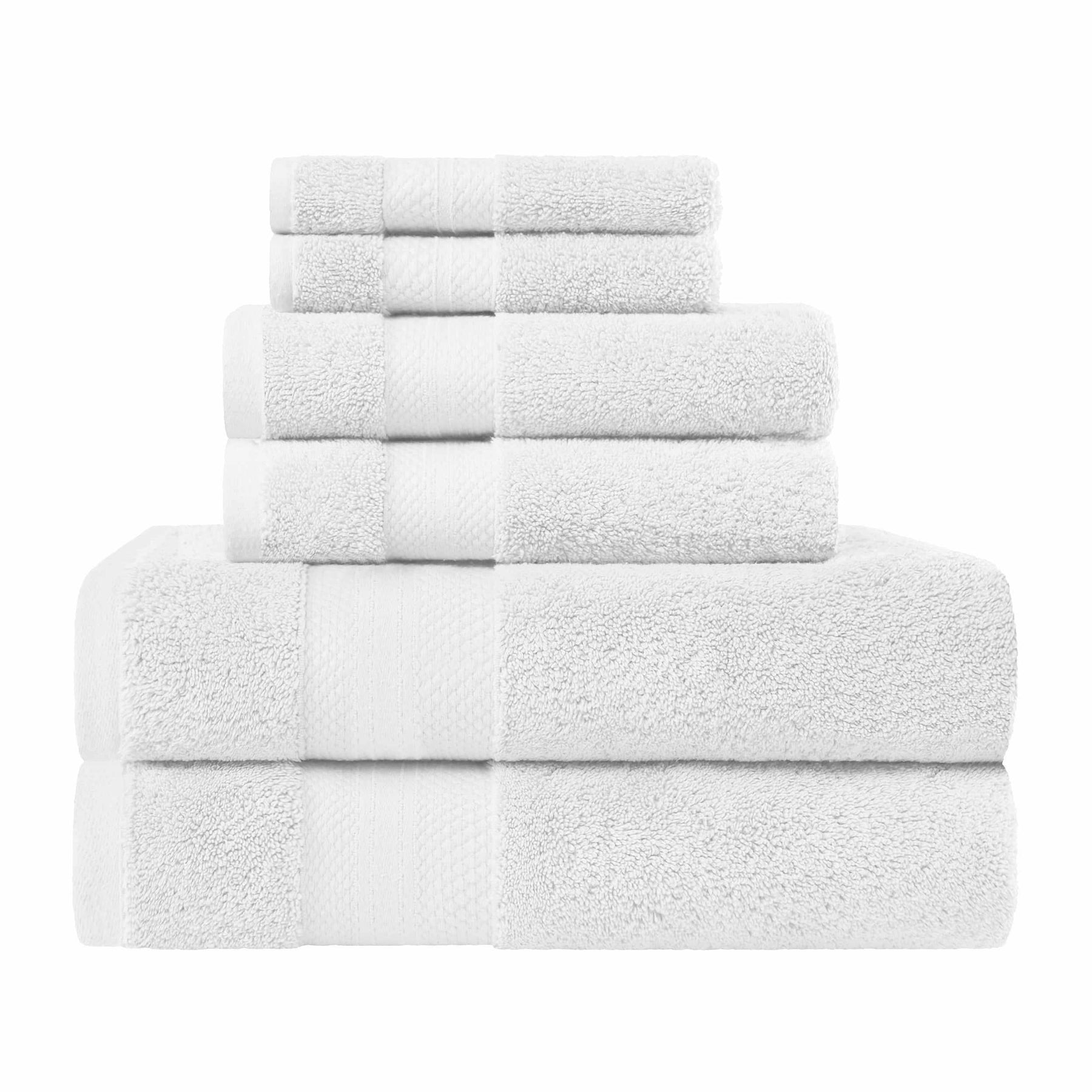  Superior Premium Turkish Cotton Assorted 6-Piece Towel Set - White