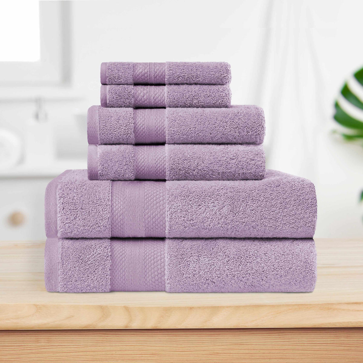 Superior Premium Turkish Cotton Assorted 6-Piece Towel Set - Wisteria