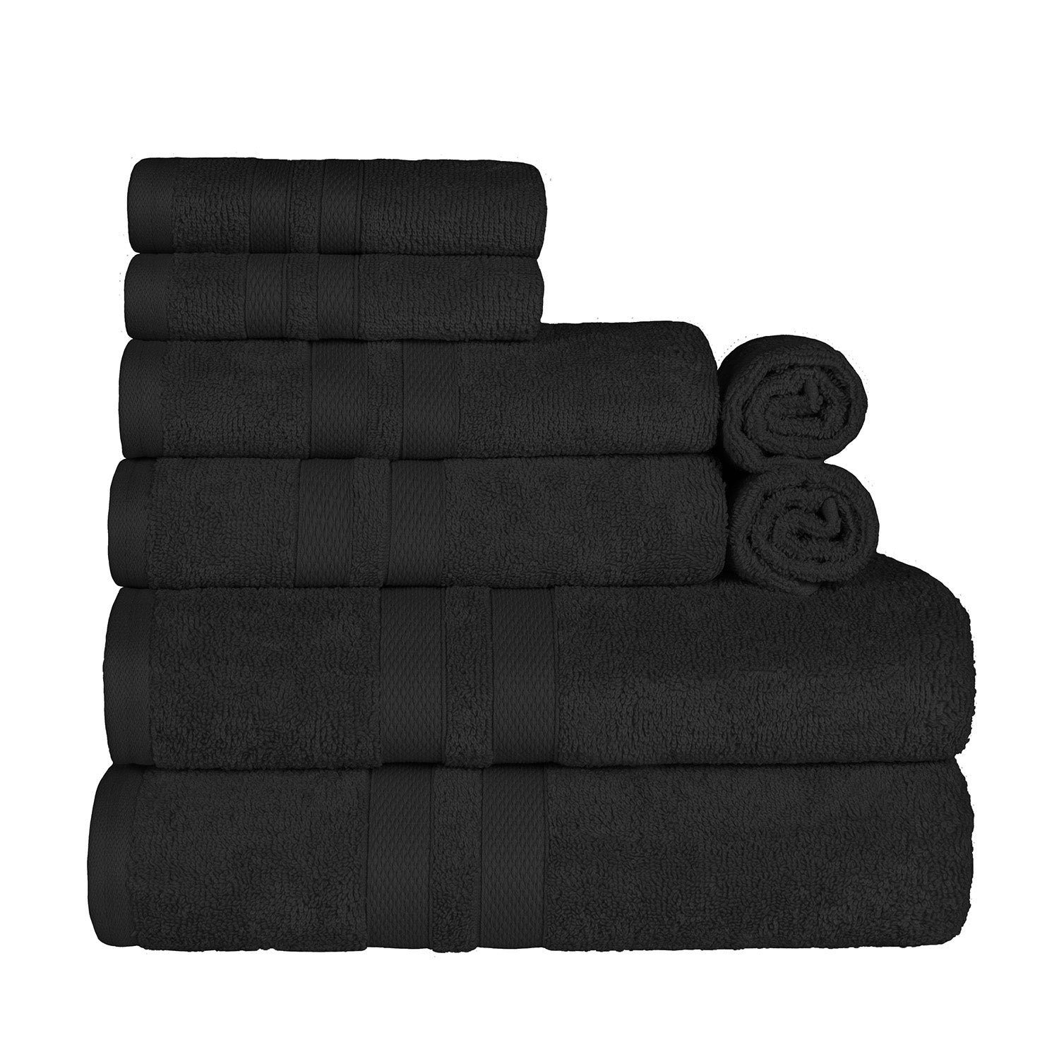 Superior Ultra Soft Cotton Absorbent Solid Assorted 8-Piece Towel Set - Black