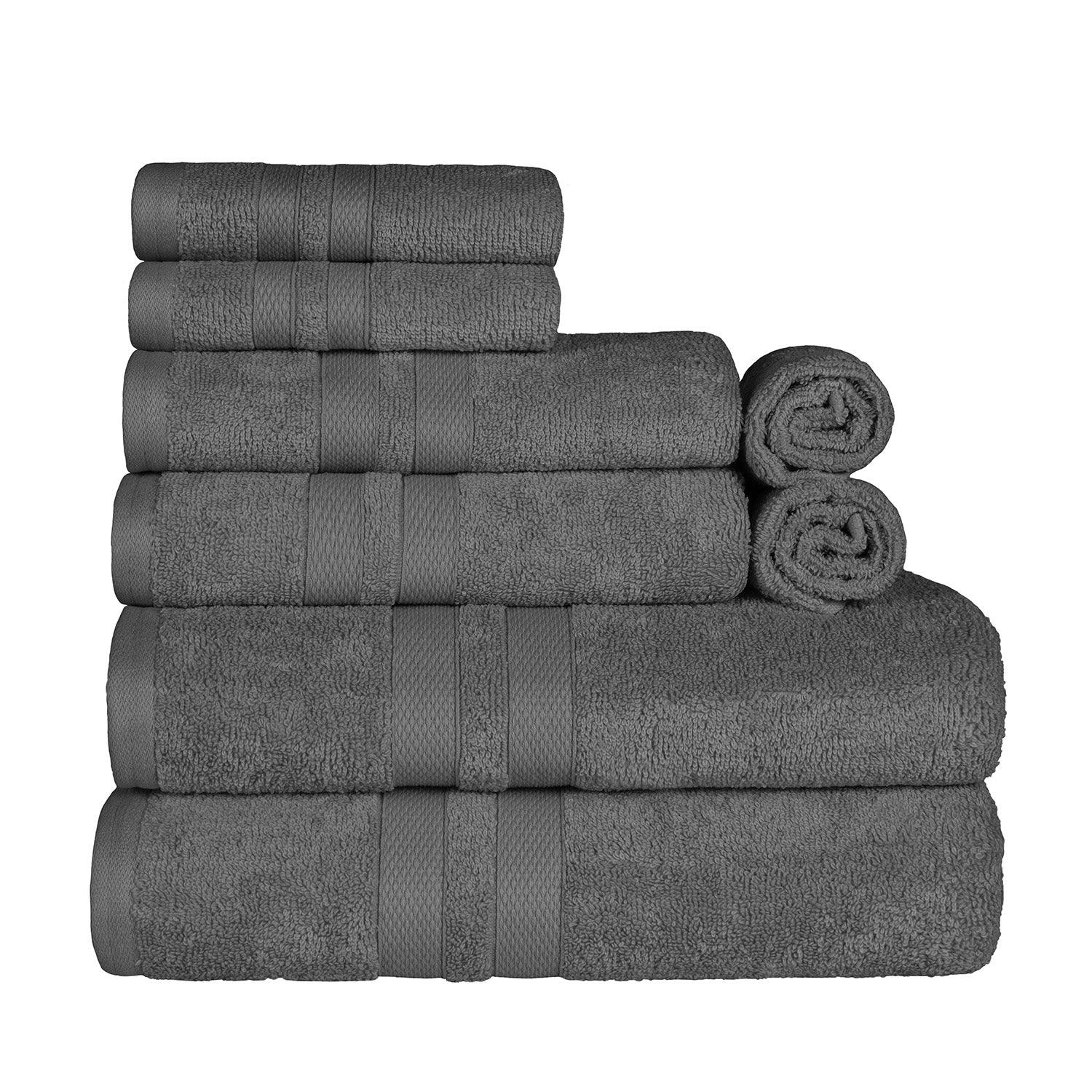 Ultra-Soft Cotton Absorbent Quick-Drying Solid 8 Piece Towel Set - Towel Set by Superior