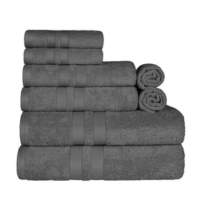 Superior Ultra Soft Cotton Absorbent Solid Assorted 8-Piece Towel Set -  Charcoal