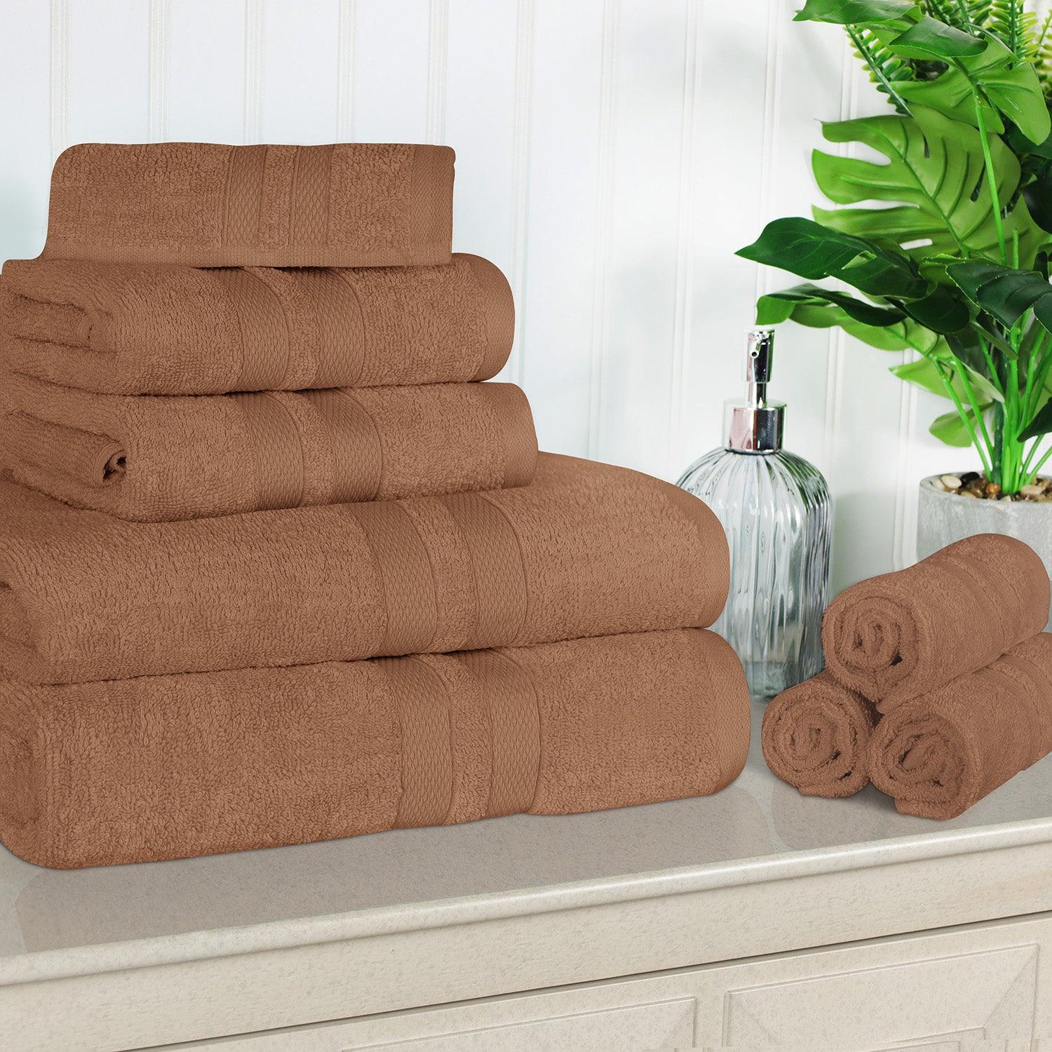 Ultra-Soft Cotton Absorbent Quick-Drying Solid 8 Piece Towel Set - Towel Set by Superior