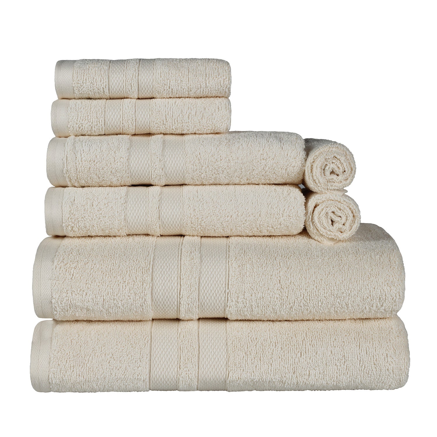 Superior Ultra Soft Cotton Absorbent Solid Assorted 8-Piece Towel Set - CReam