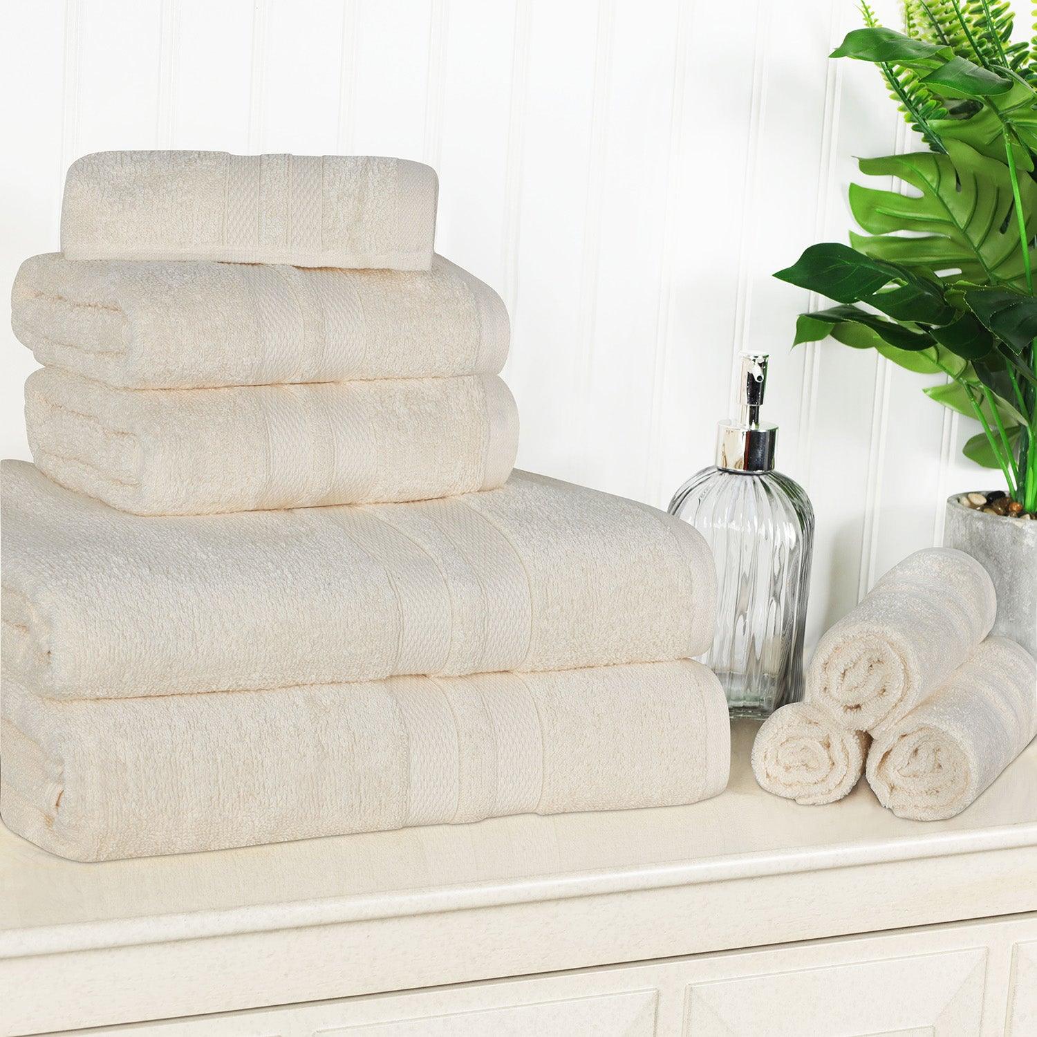 Ultra-Soft Cotton Absorbent Quick-Drying Solid 8 Piece Towel Set - Towel Set by Superior Brand