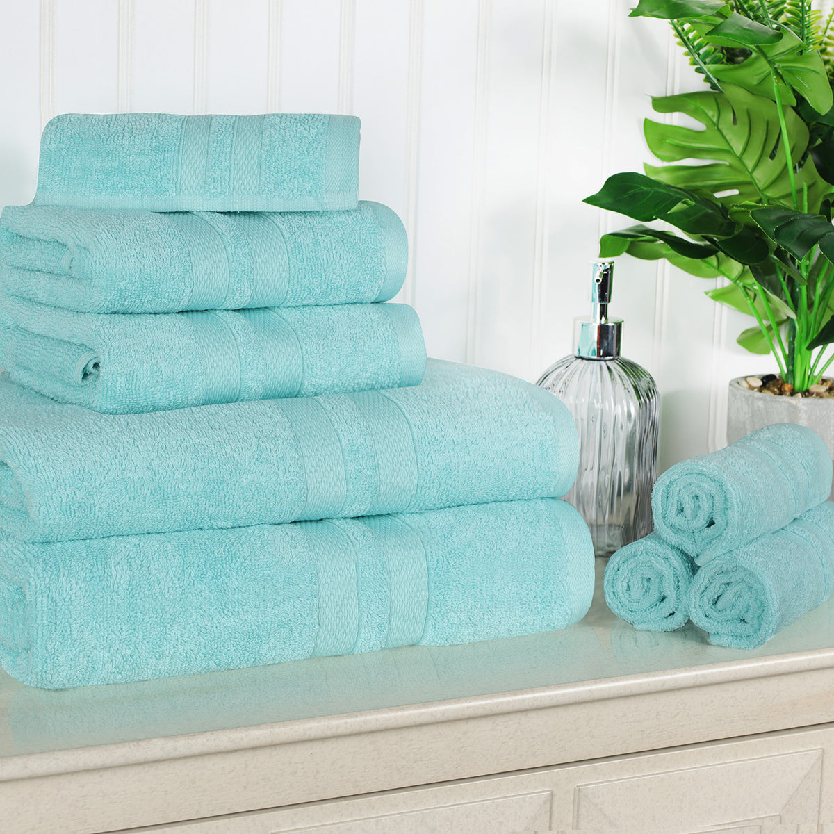 Superior Ultra Soft Cotton Absorbent Solid Assorted 8-Piece Towel Set