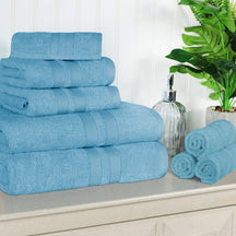 Superior Ultra Soft Cotton Absorbent Solid Assorted 8-Piece Towel Set - Denim Blue