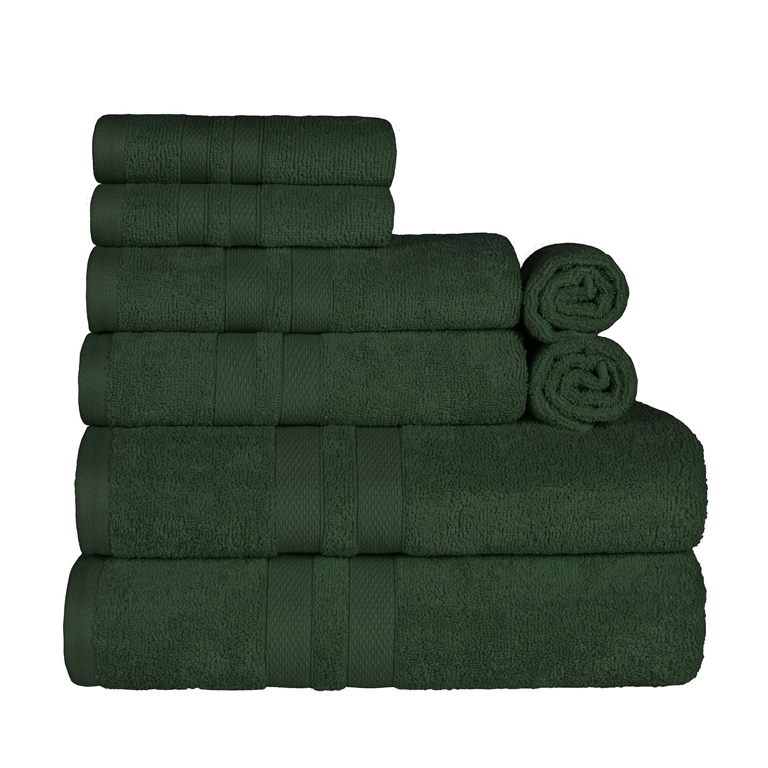 Superior Ultra Soft Cotton Absorbent Solid Assorted 8-Piece Towel Set - Forest Green