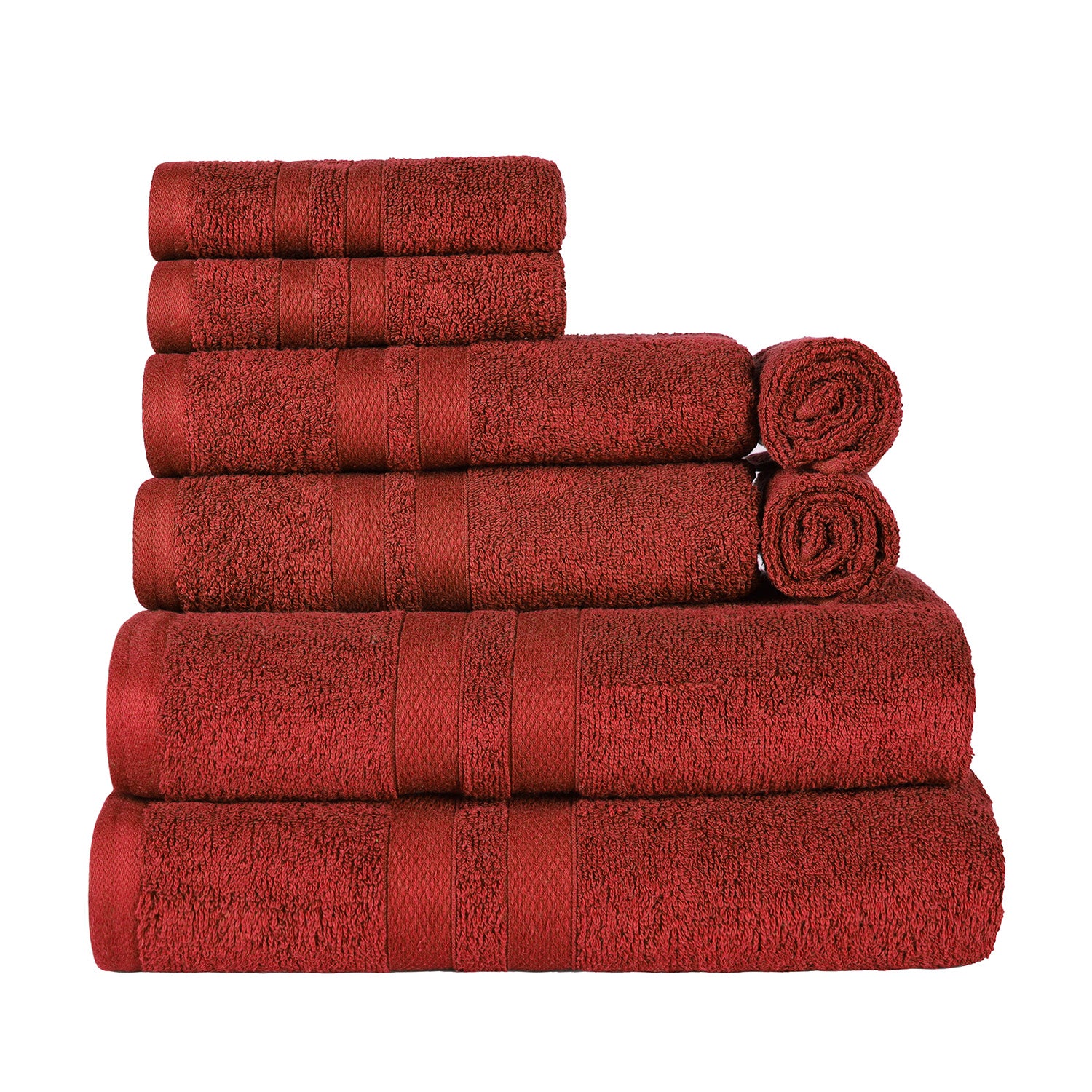 Superior Ultra Soft Cotton Absorbent Solid Assorted 8-Piece Towel Set -  Maroon