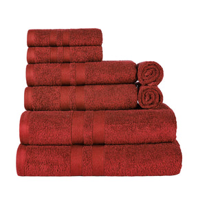 Superior Ultra Soft Cotton Absorbent Solid Assorted 8-Piece Towel Set -  Maroon
