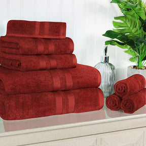 Superior Ultra Soft Cotton Absorbent Solid Assorted 8-Piece Towel Set - Maroon