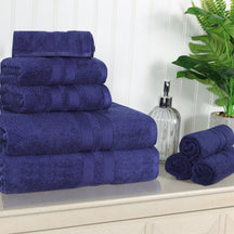 Superior Ultra Soft Cotton Absorbent Solid Assorted 8-Piece Towel Set - Navy Blue