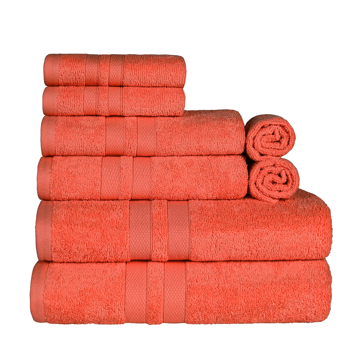 Superior Ultra Soft Cotton Absorbent Solid Assorted 8-Piece Towel Set -  Tangerine