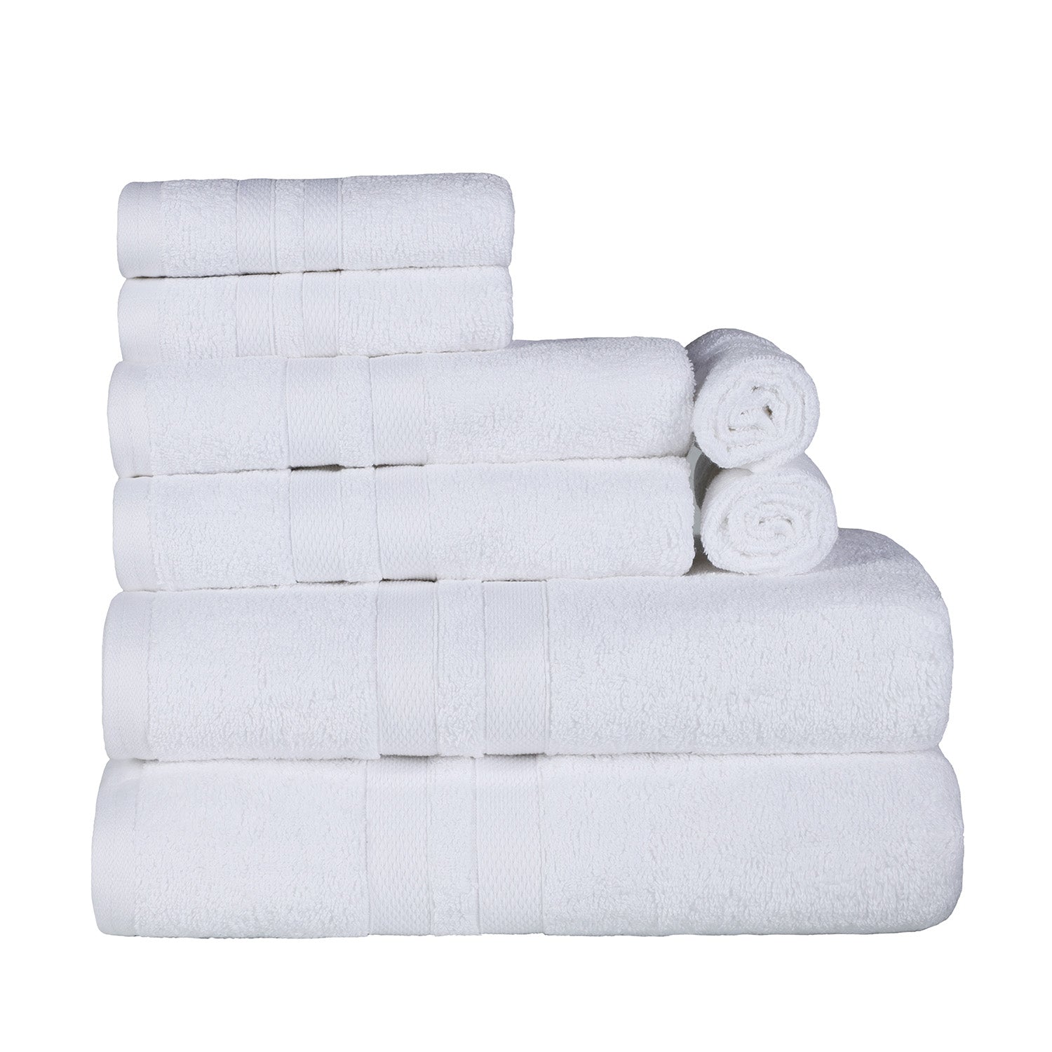 Superior Ultra Soft Cotton Absorbent Solid Assorted 8-Piece Towel Set - White