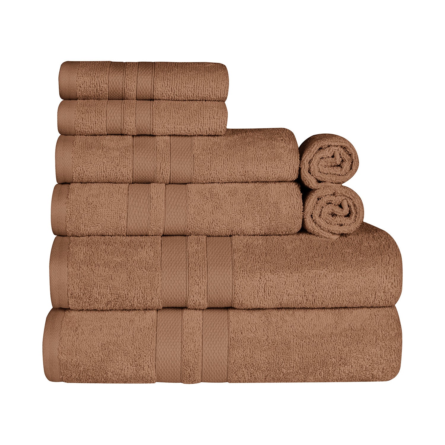Superior Ultra Soft Cotton Absorbent Solid Assorted 8-Piece Towel Set - Chocolate