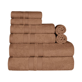 Superior Ultra Soft Cotton Absorbent Solid Assorted 8-Piece Towel Set - Chocolate