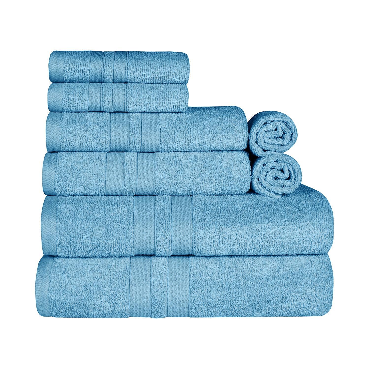 Ultra-Soft Cotton Absorbent Quick-Drying Solid 8 Piece Towel Set - Towel Set by Superior