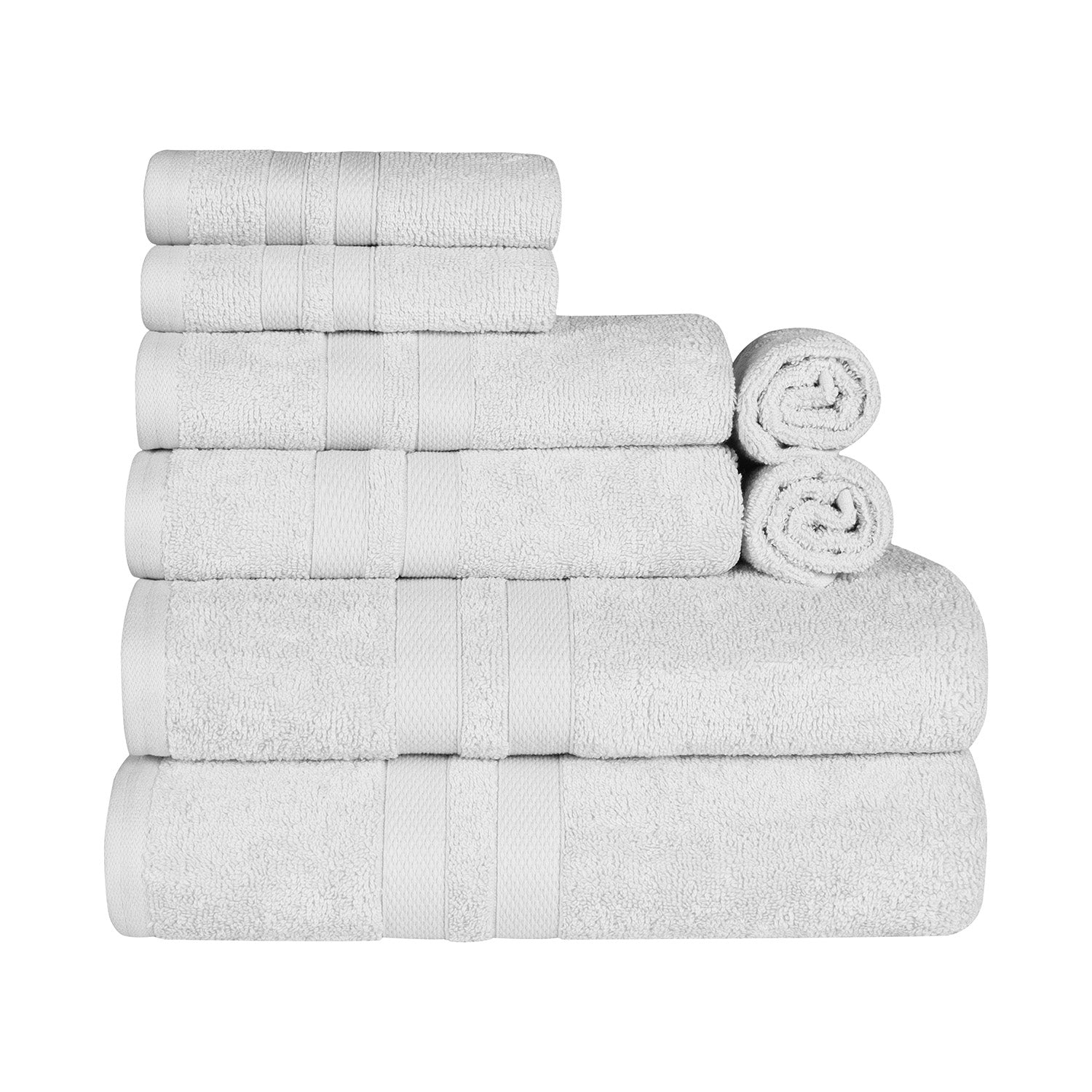 Superior Ultra Soft Cotton Absorbent Solid Assorted 8-Piece Towel Set - Silver