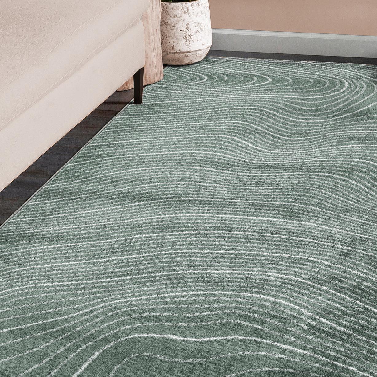 Modern Abstract Line Design Indoor Area Rug or Runner - Slate