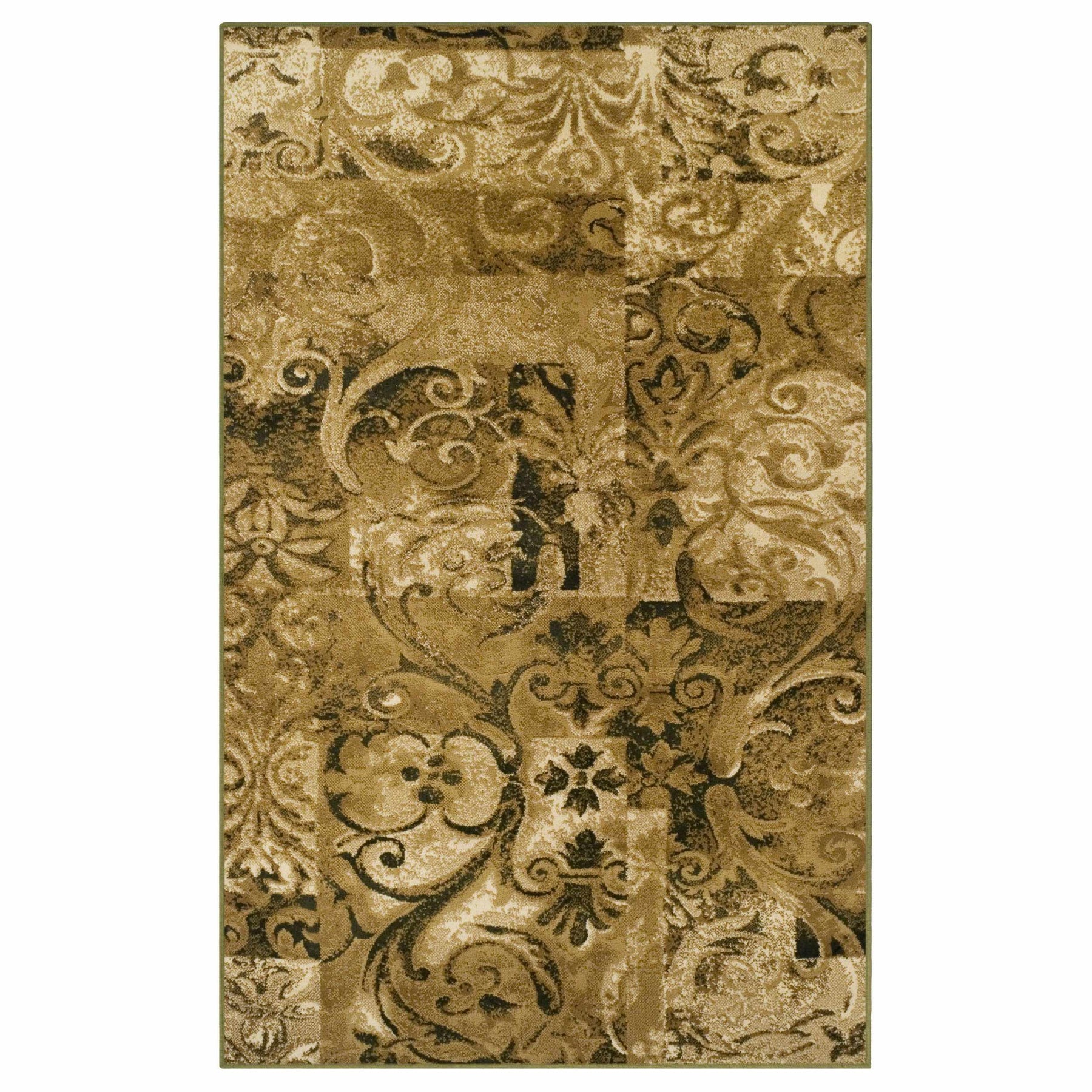 Distressed Scroll Contemporary Area Rug 