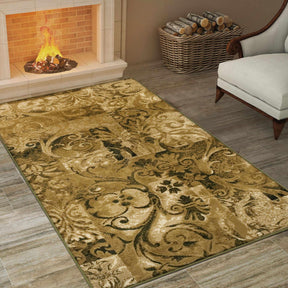  Distressed Scroll Contemporary Area Rug 