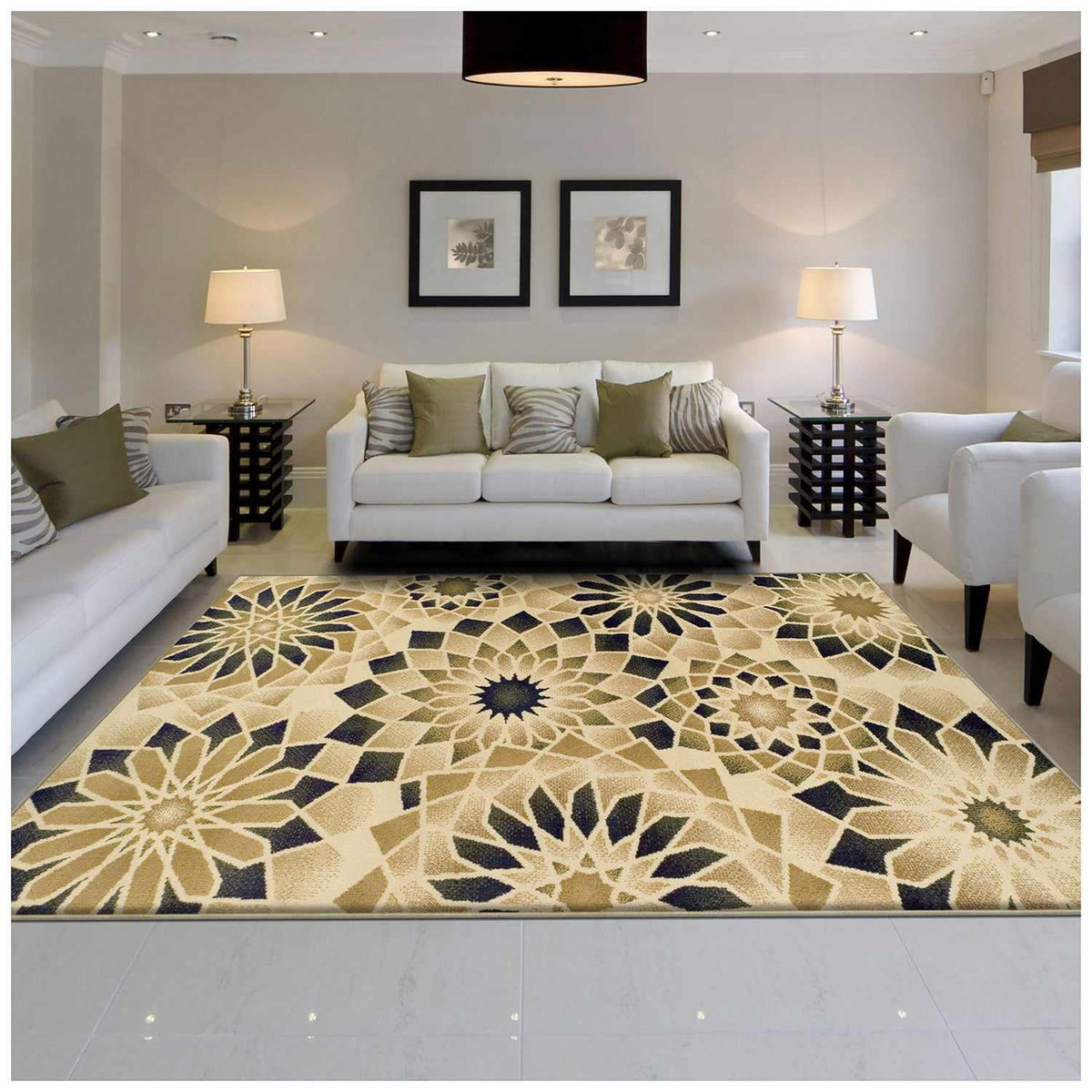  Superior Posy Stained Glass Geometric Modern Area Rug 