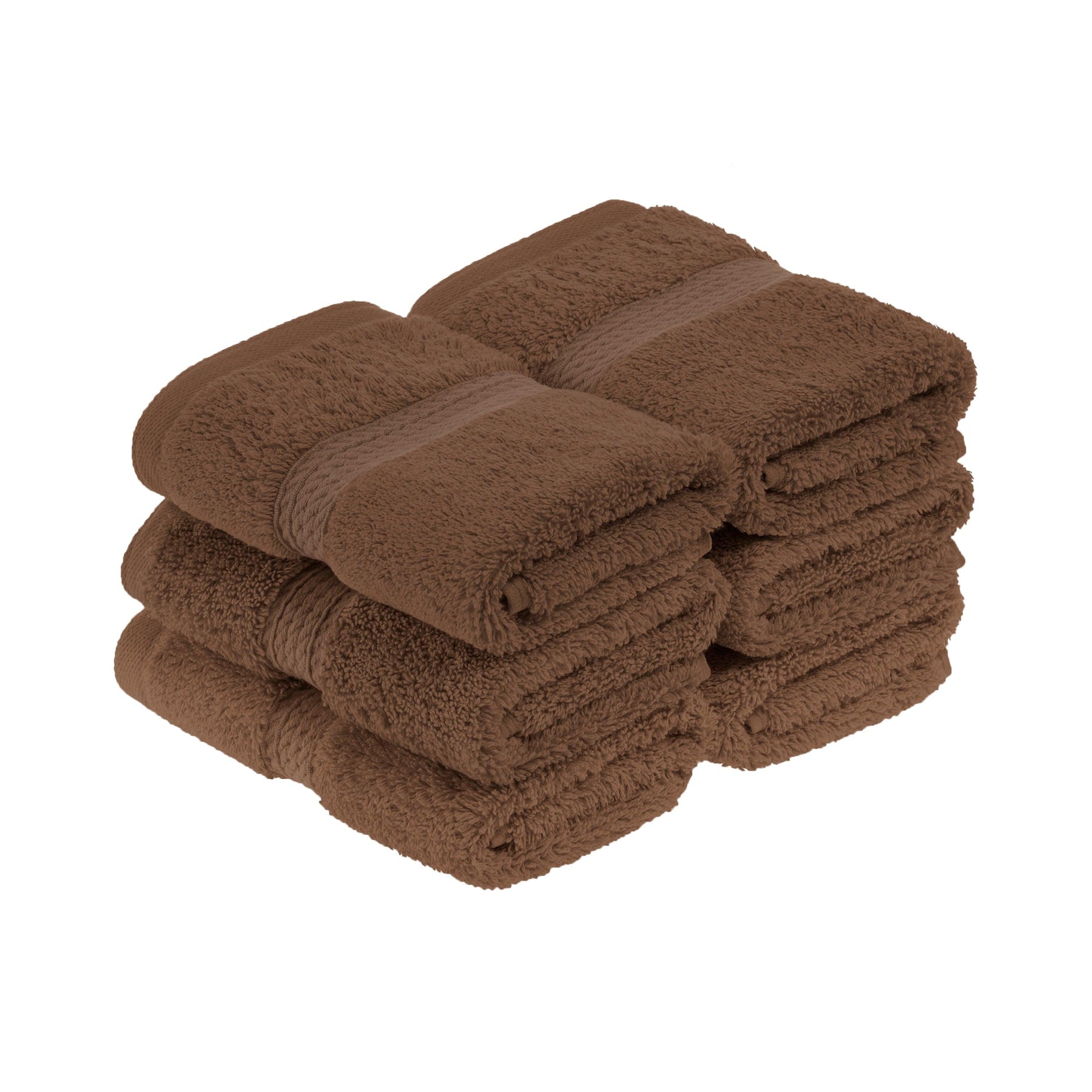 Egyptian Cotton Heavyweight 6 Piece Face Towel/ Washcloth Set - Chocolate