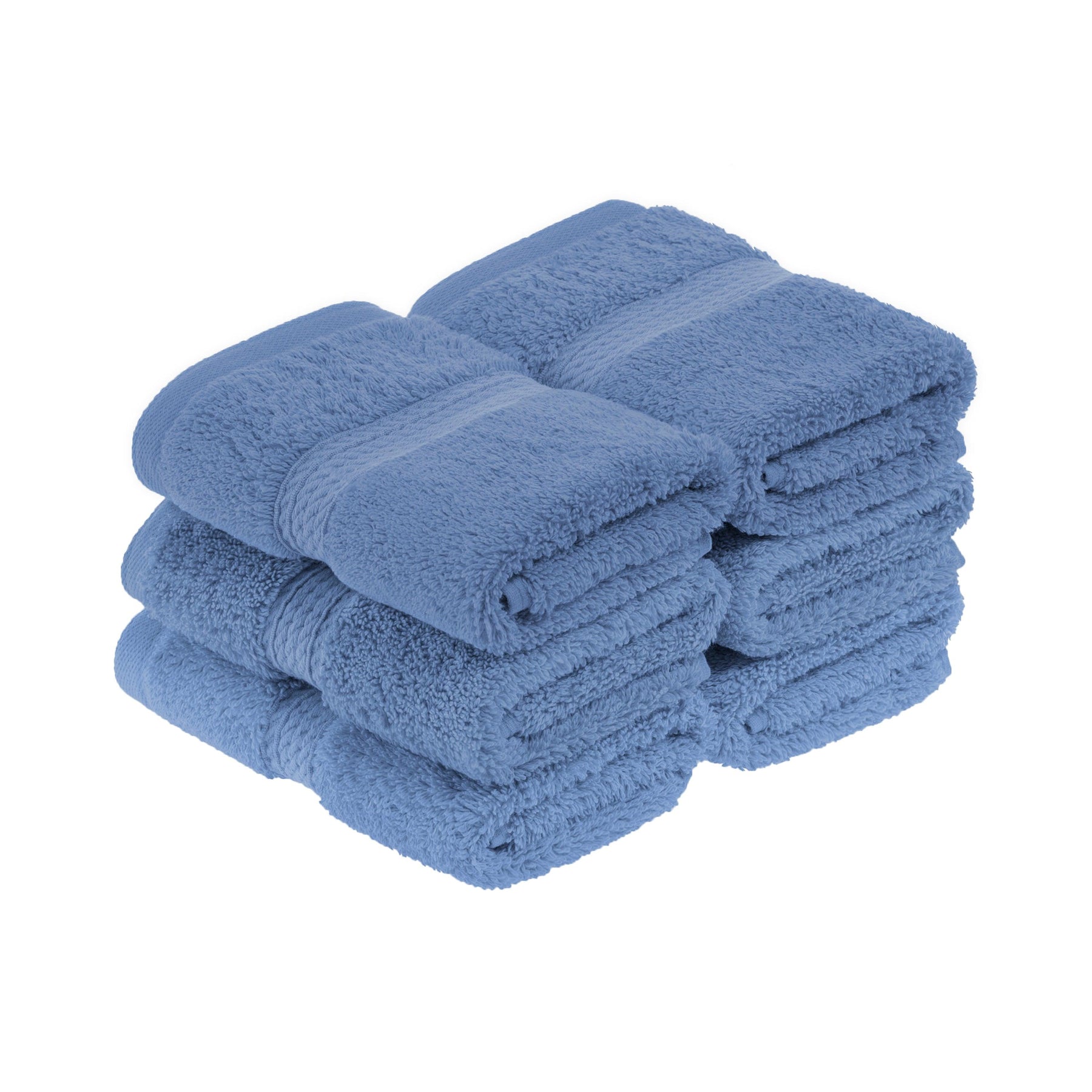 Egyptian Cotton Heavyweight 6 Piece Face Towel/ Washcloth Set - Denim Blue